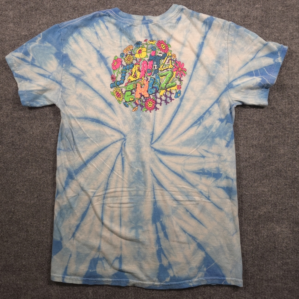 Santa Cruz Skateboards Blue Tie Dye Flower Power Graphic‎ Tee Size Small